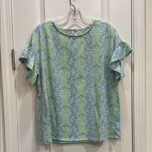 Crown & Ivy Blue and Green Pineapple Print Tee and matching Skort